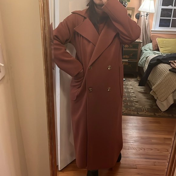 Lassiva Oversized Long Full Length Coat Burnt Orange Brick Red Rust Brown Copper - Picture 12 of 14